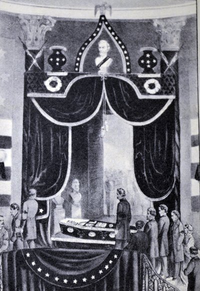 Currier & Ives Illustration 19th Century. The Body of the Martyr President, Abraham Lincoln by N. and Ives, J.M. Currier